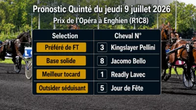 Pronostic quinté PMU jeudi 9 juillet 2026