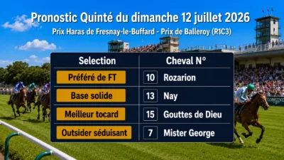 Pronostic quinté du dimanche 12 juillet 2026