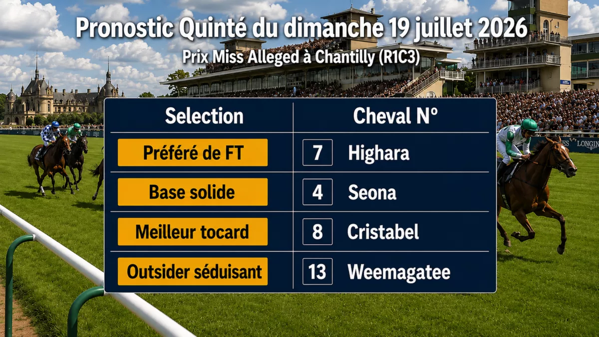 Pronostic quinté du dimanche 19 juillet 2026