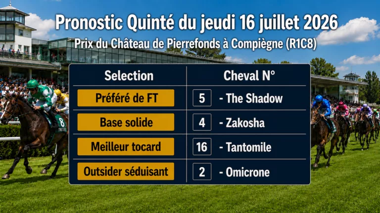 Pronostic quinté du jeudi 16 juillet 2026