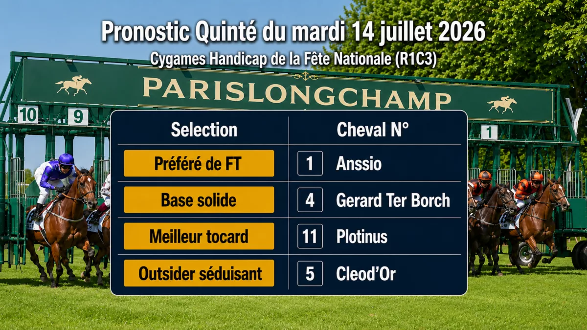 Pronostic quinté du mardi 14 juillet 2026