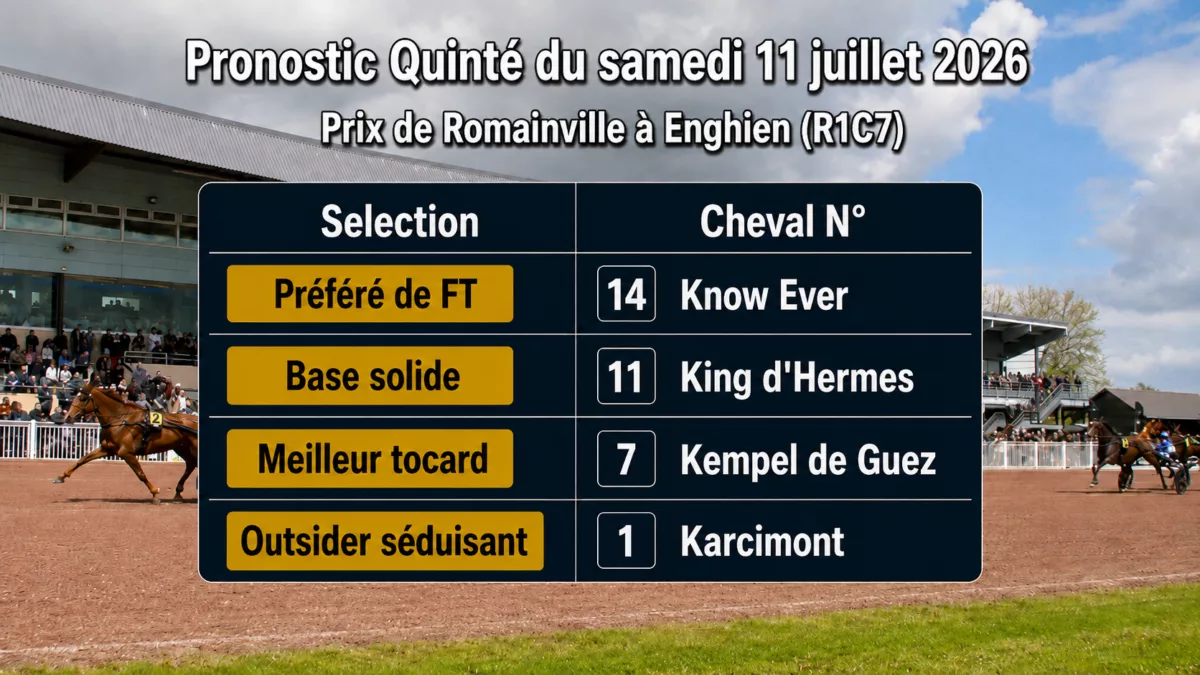 Pronostic quinté du samedi 11 juillet 2026