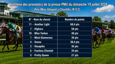 Pronostic quinté presse du dimanche 19 juillet 2026