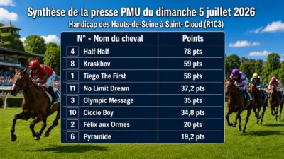 Pronostic quinté presse du dimanche 5 juillet 2026