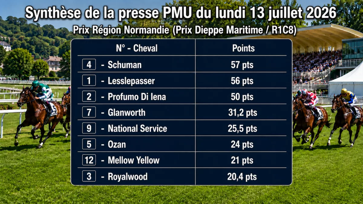 Pronostic quinté presse du lundi 13 juillet 2026