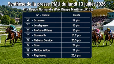 Pronostic quinté presse du lundi 13 juillet 2026
