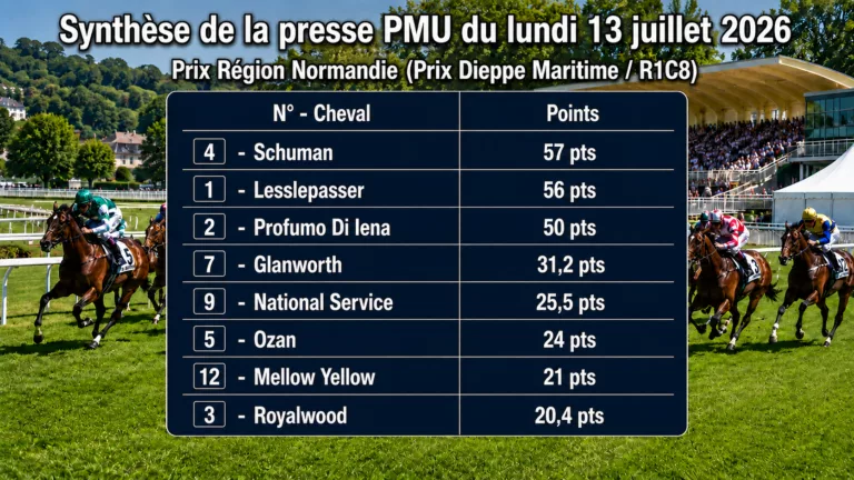 Pronostic quinté presse du lundi 13 juillet 2026