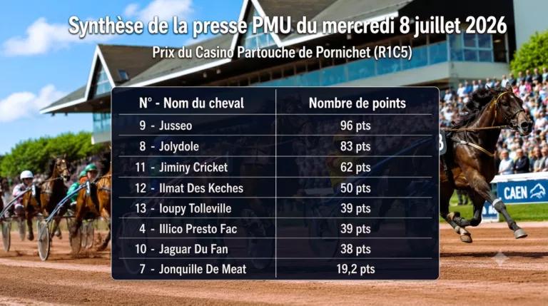 Pronostics presse PMU quinté du mercredi 8 juillet 2026