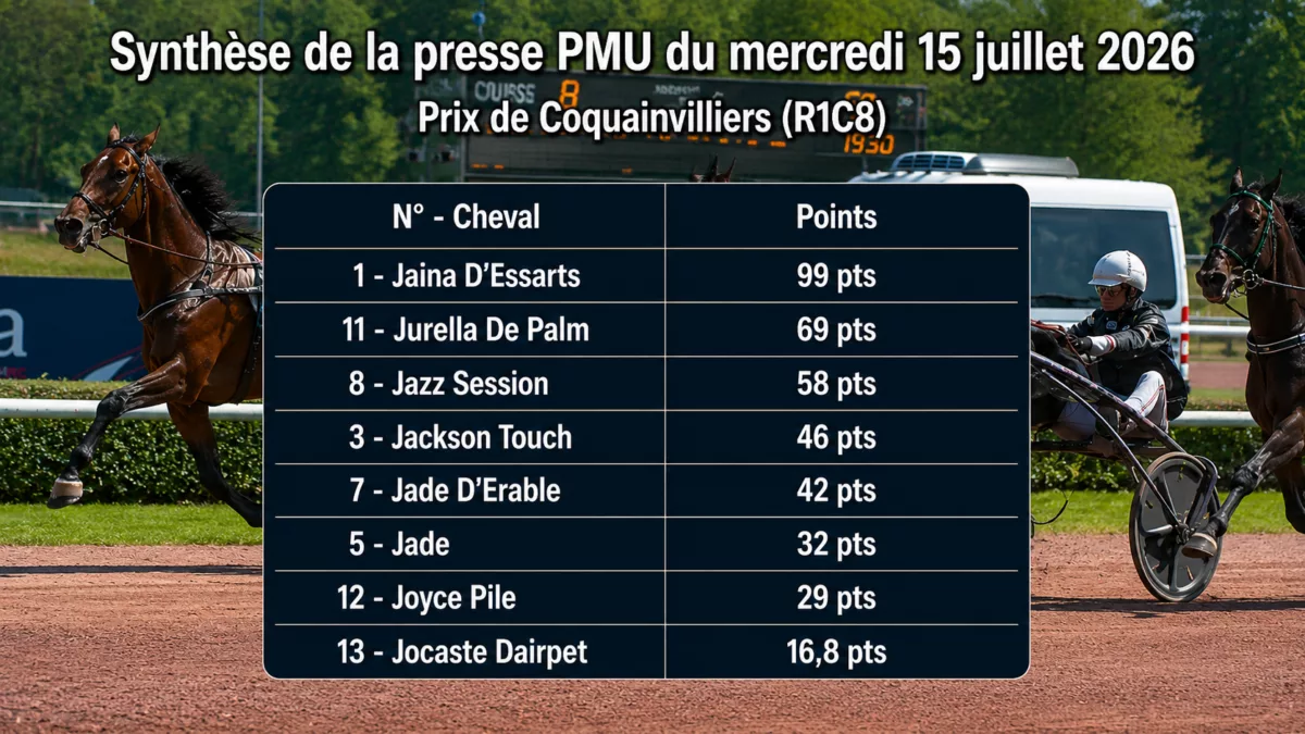 Pronostics quinté presse PMU du mercredi 15 juillet 2026