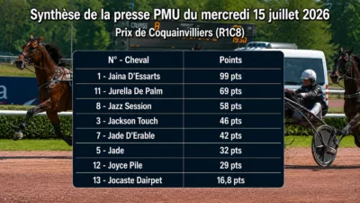 Pronostics quinté presse PMU du mercredi 15 juillet 2026