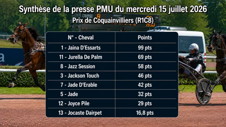 Pronostics quinté presse PMU du mercredi 15 juillet 2026