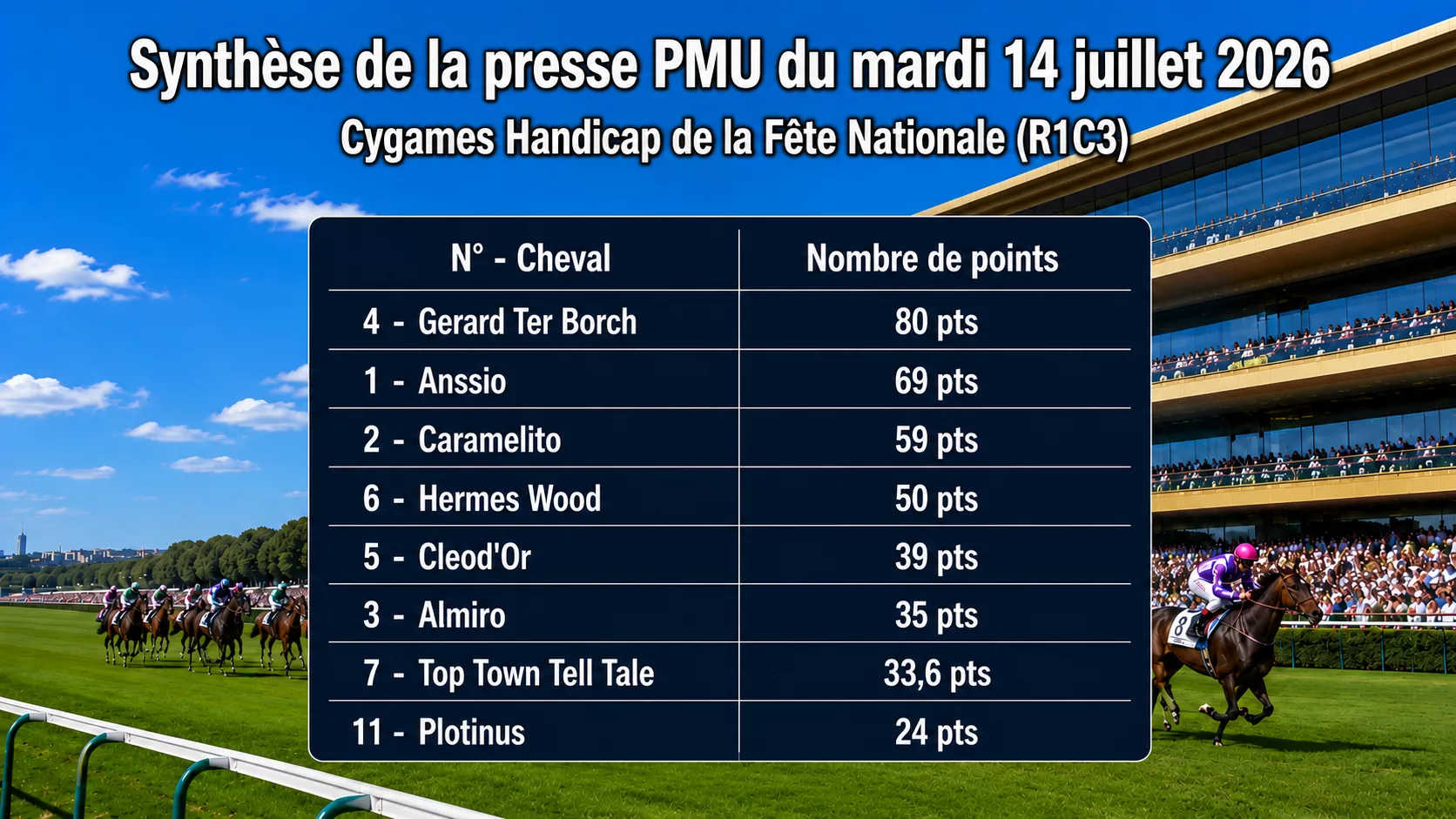 Pronostics Quinté du mardi 14 juillet 2026 – Les meilleures sélections de la presse PMU du jour