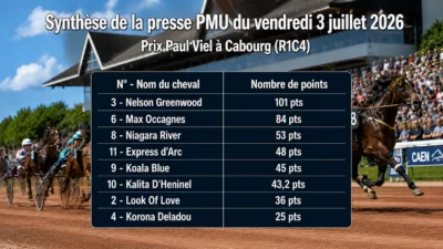 Pronostics quinté presse PMU du vendredi 3 juillet 2026