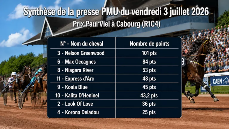 Pronostics quinté presse PMU du vendredi 3 juillet 2026