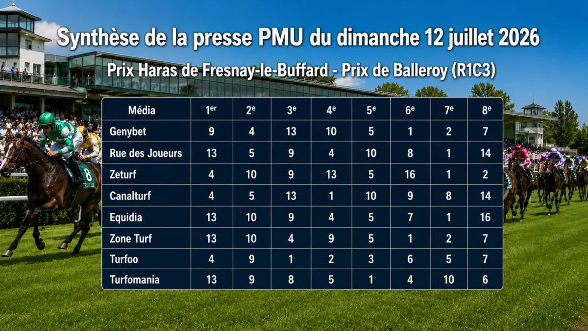 Pronostics quinté presse pmu du dimanche 12 juillet 2026