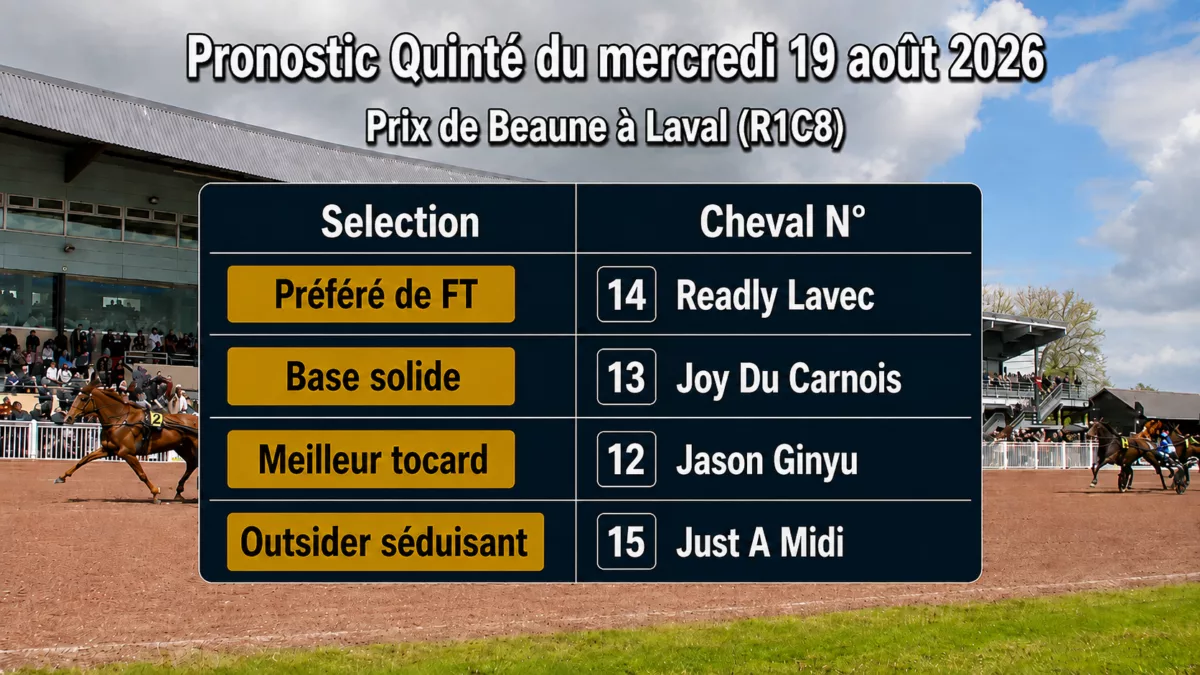 Pronostic quinté PMU mercredi 19 aout 2026