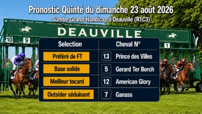Pronostic quinté du dimanche 23 aout 2026