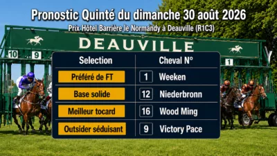 Pronostic quinté du dimanche 30 aout 2026