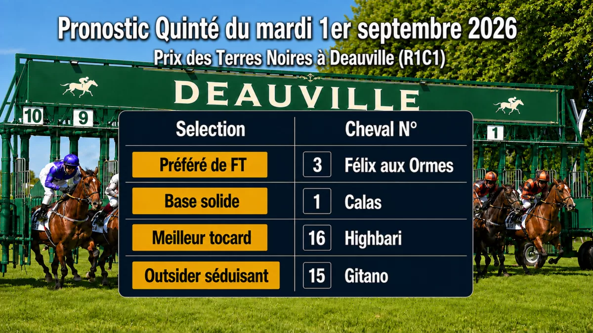 Pronostic quinté du mardi 1er septembre 2026