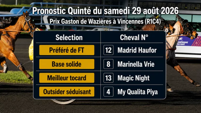 Pronostic quinté du samedi 29 aout 2026