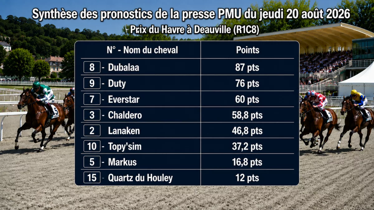 Pronostic quinté presse PMU jeudi 20 aout 2026