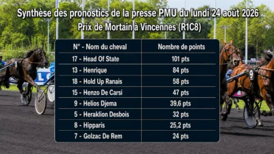 Pronostic quinté presse du lundi 24 aout 2026