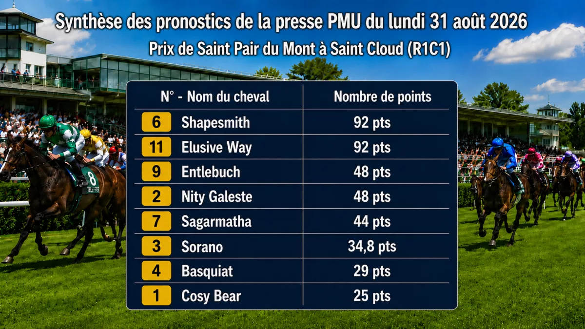 Pronostic quinté presse du lundi 31 aout 2026