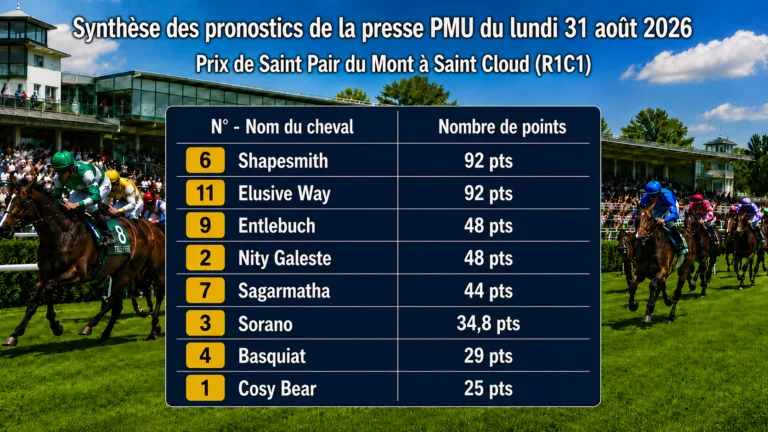 Pronostic quinté presse du lundi 31 aout 2026