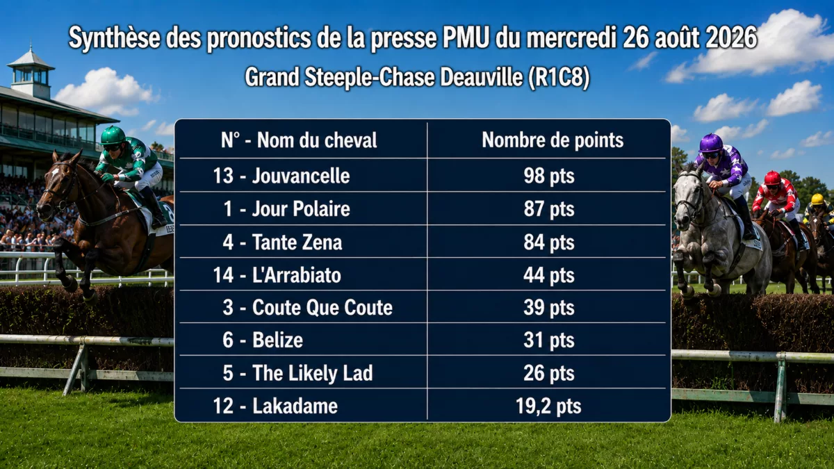 Pronostic quinté presse du mercredi 26 aout 2026