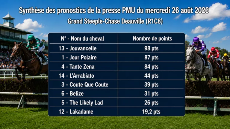 Pronostic quinté presse du mercredi 26 aout 2026