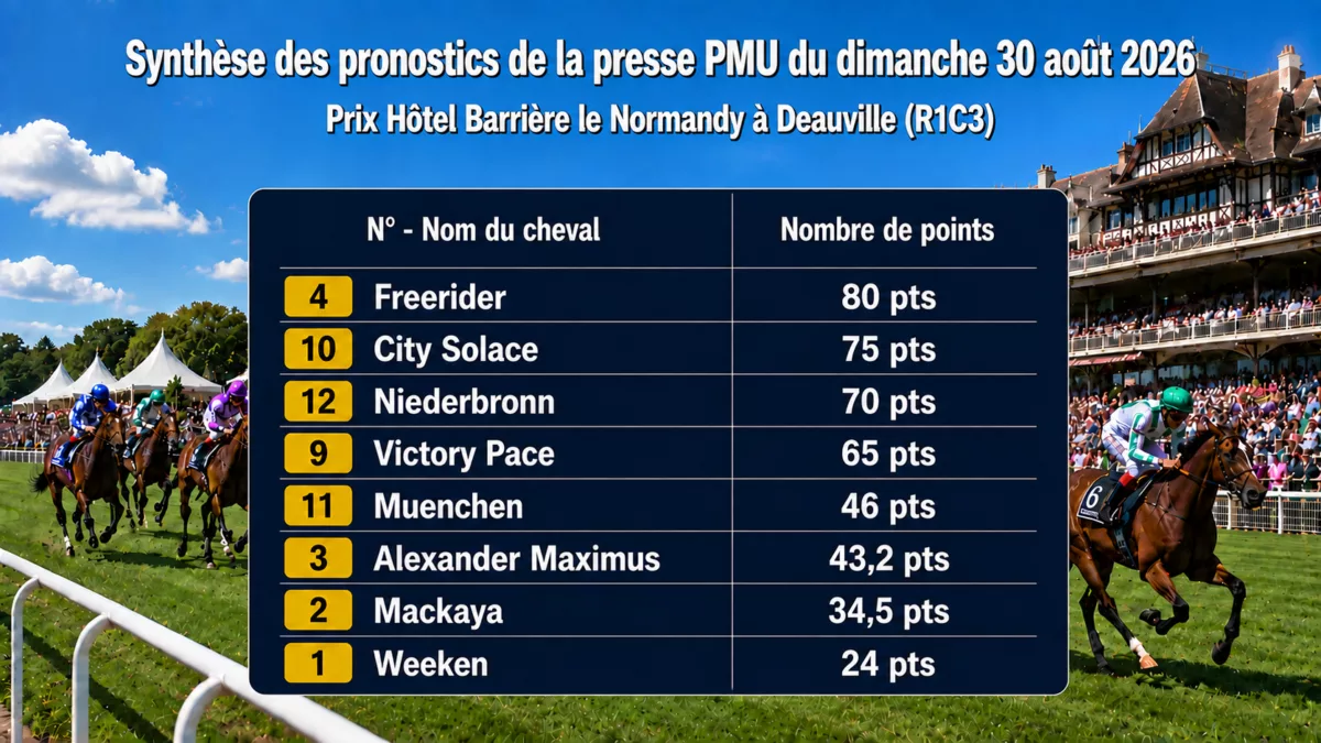 Pronostics presse PMU quinté du dimanche 30 aout 2026