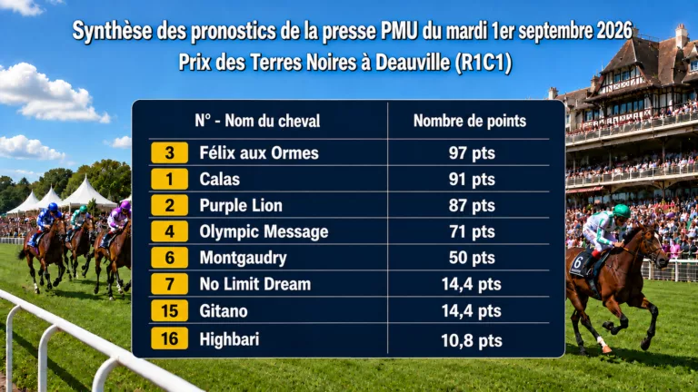 Pronostics presse PMU quinté du mardi 1er septembre 2026