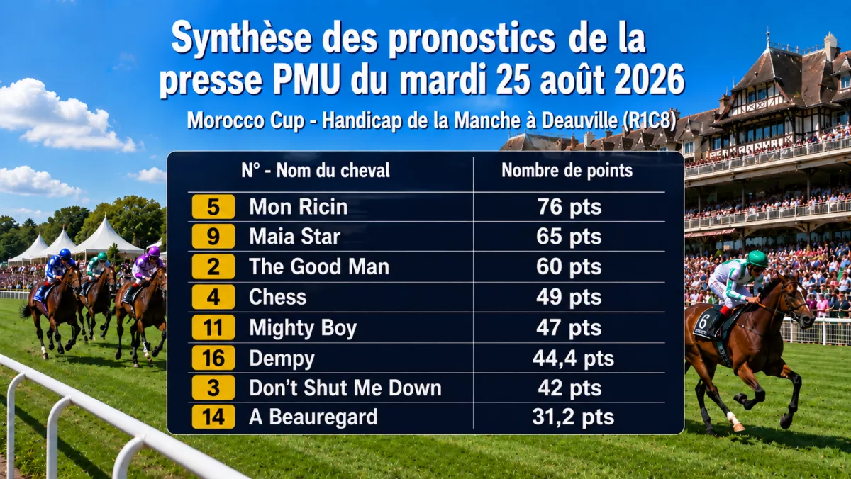 Pronostics presse PMU quinté du mardi 25 aout 2026