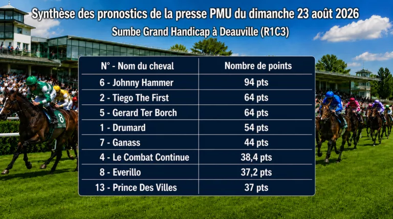 Pronostics quinté presse PMU du dimanche 23 aout 2026