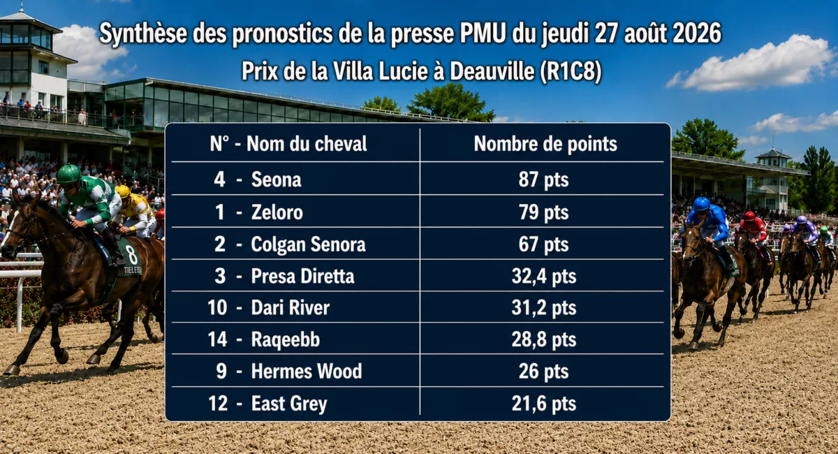 Pronostics quinté presse PMU du jeudi 27 aout 2026