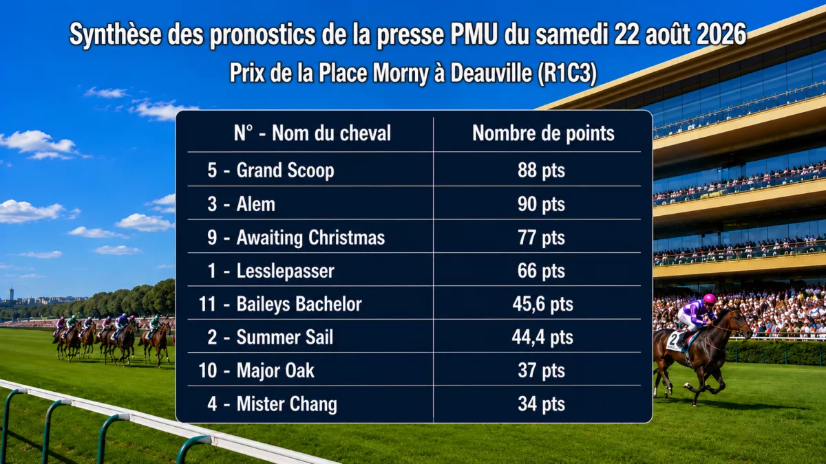Pronostics quinté presse PMU du samedi 22 aout 2026