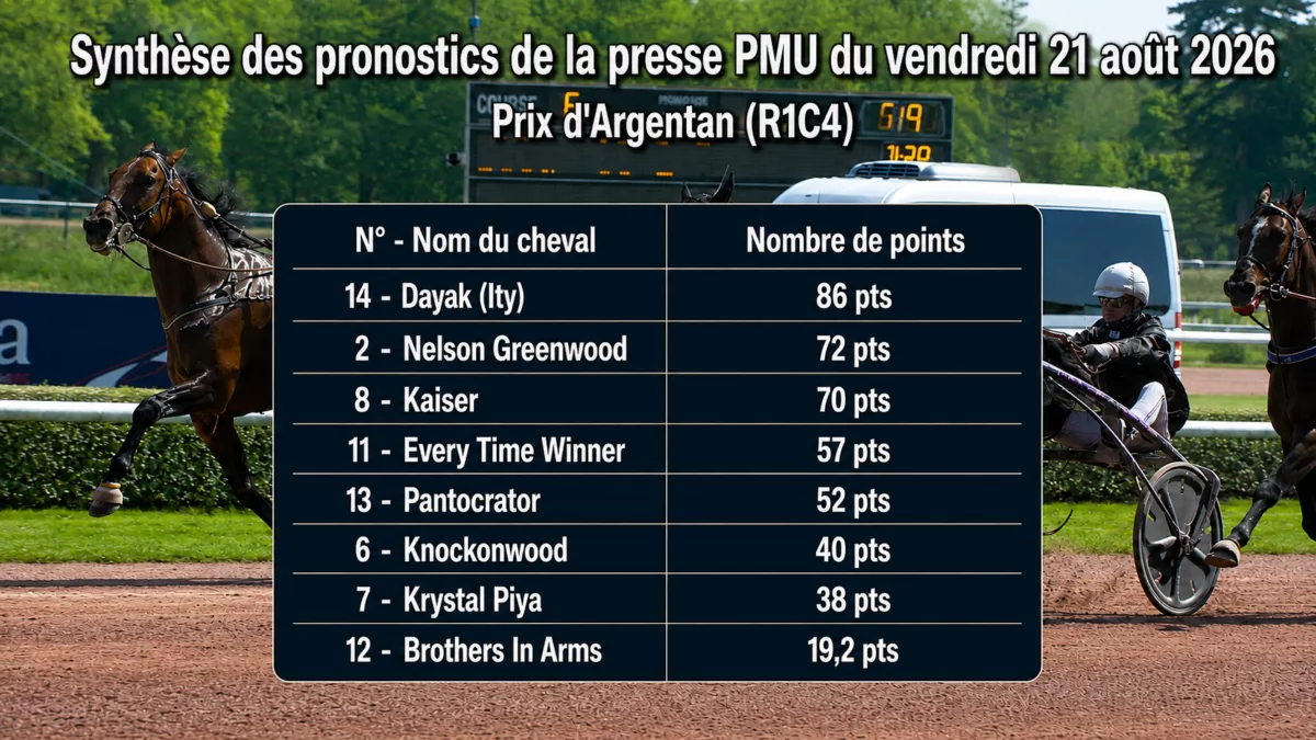 Pronostics quinté presse PMU du vendredi 21 aout 2026