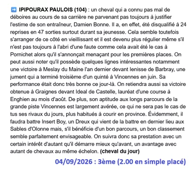Pronostic gagnant du vendredi 4 septembre 2026