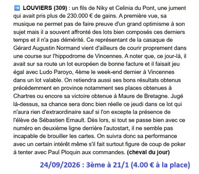 Pronostic gagnant du jeudi 24 septembre 2026