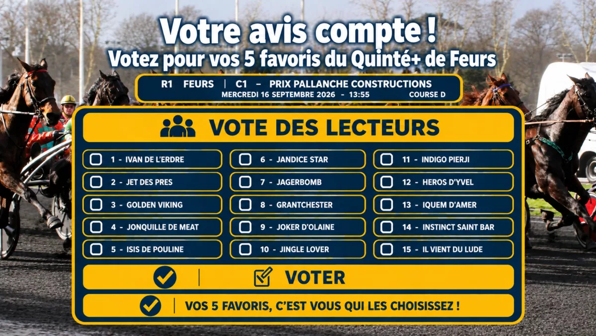 Pronostic des lecteurs pour le quinté du mercredi 16 septembre 2026