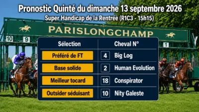 Pronostic quinté PMU dimanche 13 septembre 2026