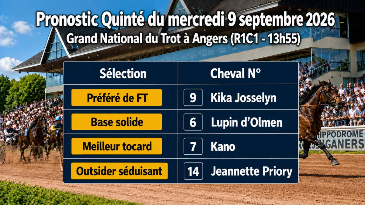 Pronostic quinté PMU mercredi 9 septembre 2026