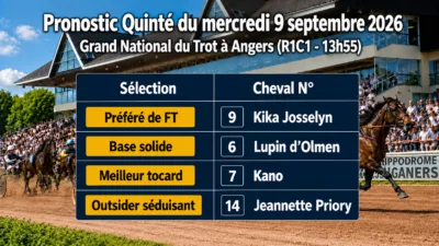 Pronostic quinté PMU mercredi 9 septembre 2026