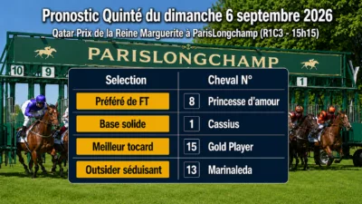 Pronostic quinté du dimanche 6 septembre 2026