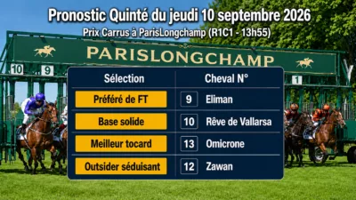 Pronostic quinté du jeudi 10 septembre 2026