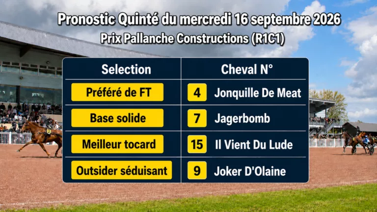 Pronostic quinté du mercredi 16 septembre 2026