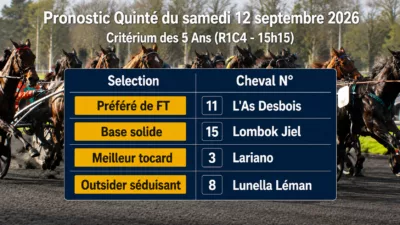 Pronostic quinté PMU du samedi 12 septembre 2026