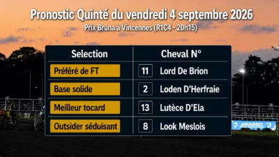 Pronostic quinté du vendredi 4 septembre 2026