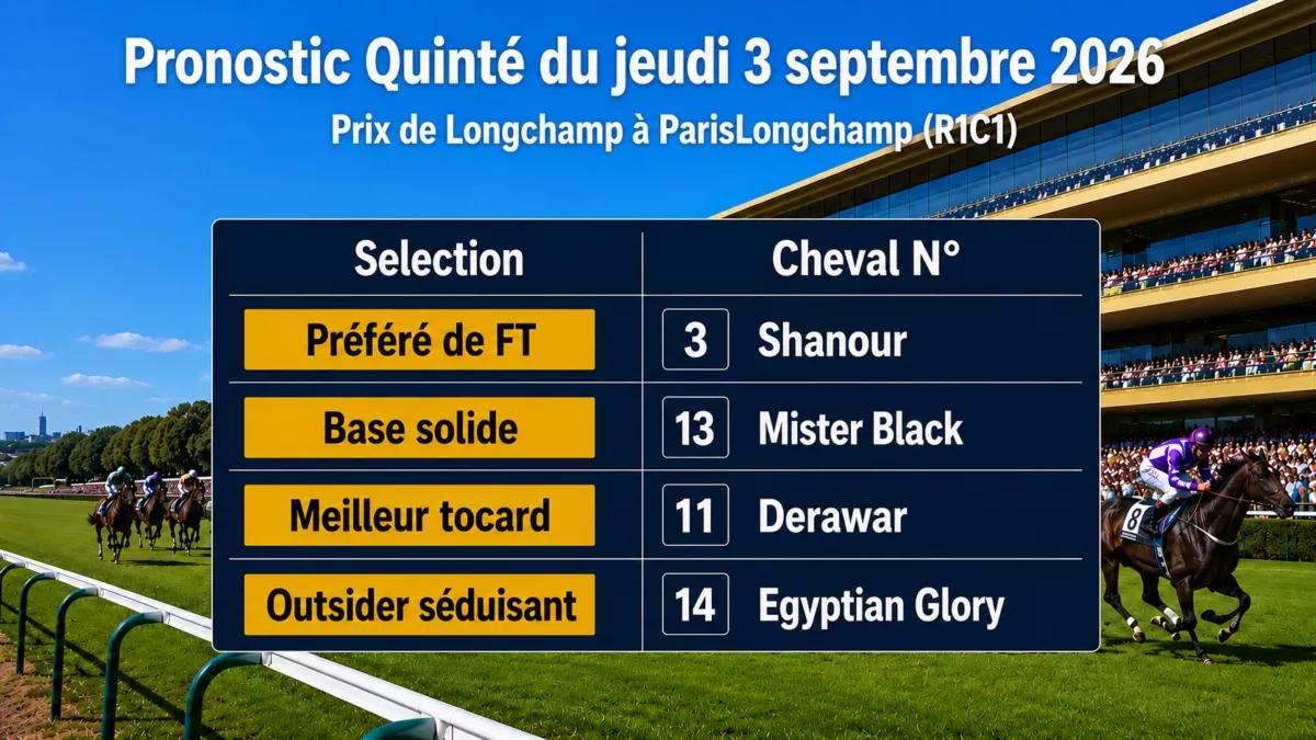 Pronostic quinté jeudi 3 septembre 2026