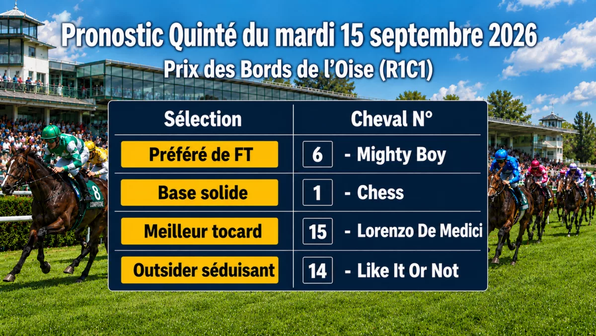 Pronostic quinté pmu mardi 15 septembre 2026